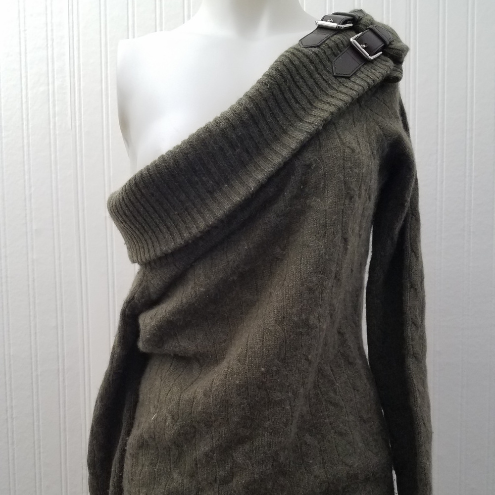 Ralph Lauren Olive Buckle Buttoned Off Shoulder Co